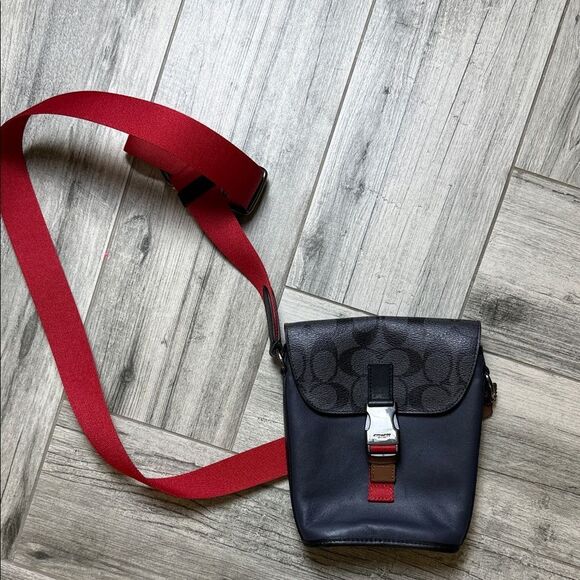 Track Small Flap Crossbody In Colorblock Signature Canvas - Picture 1 of 6